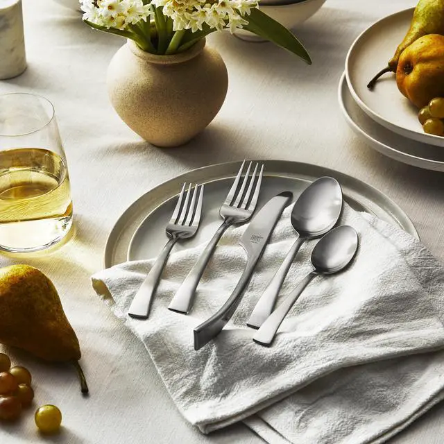 Alt view image 5 of 5 - ZWILLING Bellasera (matte finish) 45-pc Satin Flatware Set, 18/10 Stainless Steel, Satin Finish (not polished)