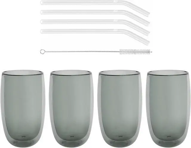 Main image of ZWILLING Sorrento 8-pc Double-Wall Latte Glass & Straw Set
