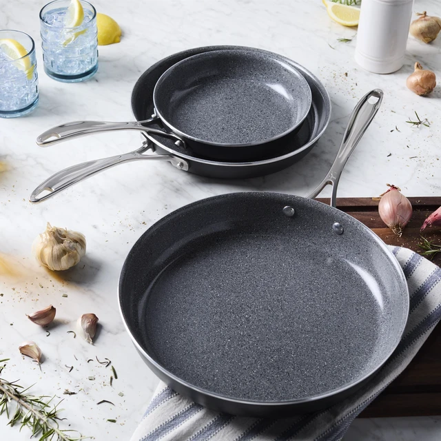 Alt view image 2 of 5 - Henckels Capri Ceramic 3-pc Aluminum Ceramic Nonstick Fry Pan Set