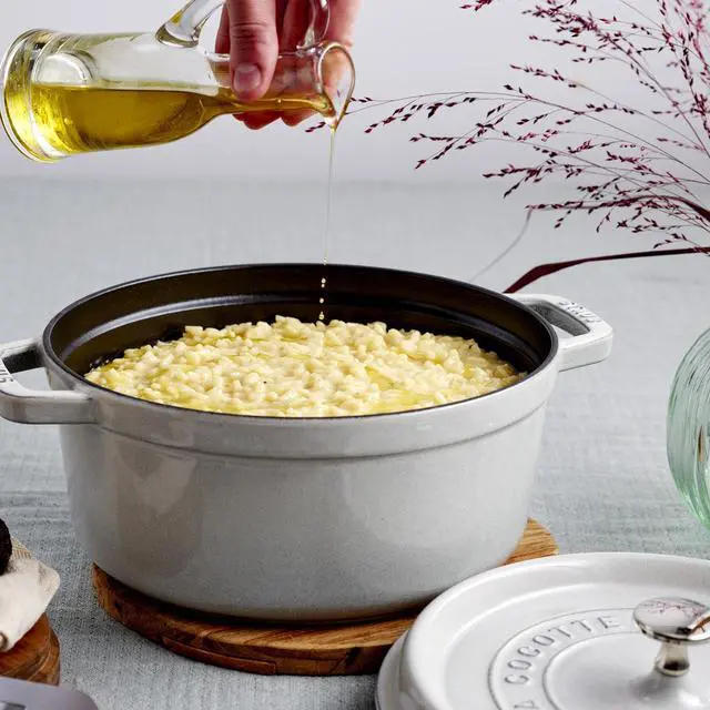 Alt view image 5 of 7 - Staub Cast Iron Round Cocotte, Dutch Oven, 4-quart, serves 3-4, Made in France, White Truffle