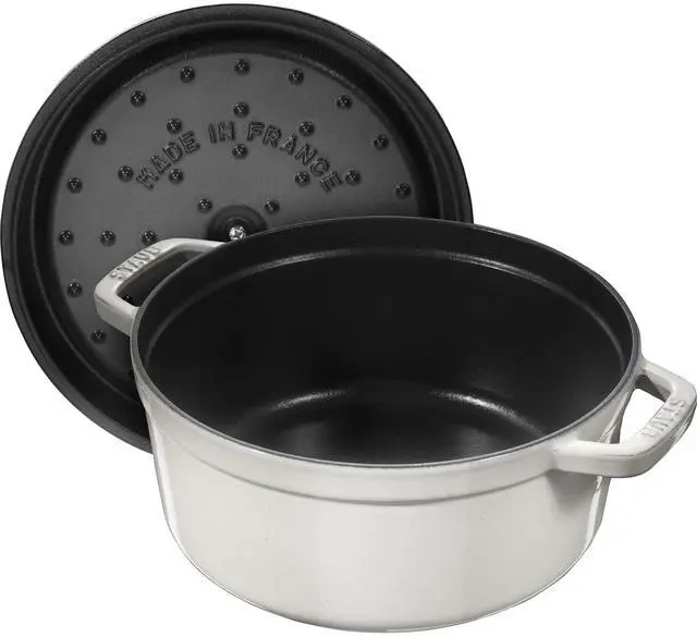 Alt view image 6 of 7 - Staub Cast Iron Round Cocotte, Dutch Oven, 4-quart, serves 3-4, Made in France, White Truffle