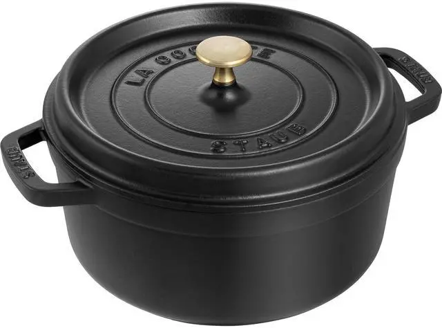 Alt view image 2 of 8 - Staub Cast Iron Round Cocotte, Dutch Oven, 4-quart, serves 3-4, Made in France, Matte Black