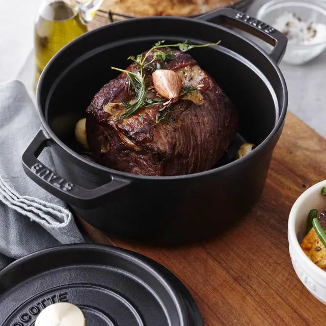 Alt view image 5 of 8 - Staub Cast Iron Round Cocotte, Dutch Oven, 4-quart, serves 3-4, Made in France, Matte Black