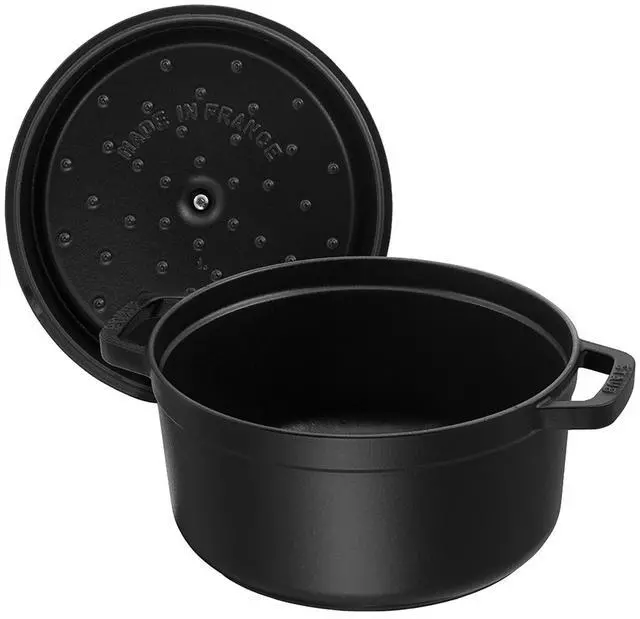 Alt view image 6 of 8 - Staub Cast Iron Round Cocotte, Dutch Oven, 4-quart, serves 3-4, Made in France, Matte Black