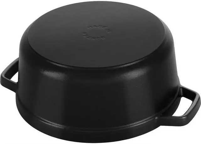 Alt view image 7 of 8 - Staub Cast Iron Round Cocotte, Dutch Oven, 4-quart, serves 3-4, Made in France, Matte Black