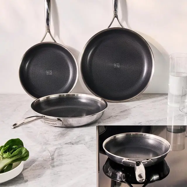 Alt view image 2 of 5 - ZWILLING Peak 6-pc Stainless Steel Ceramic Nonstick Dual Performance Fry Pan Set