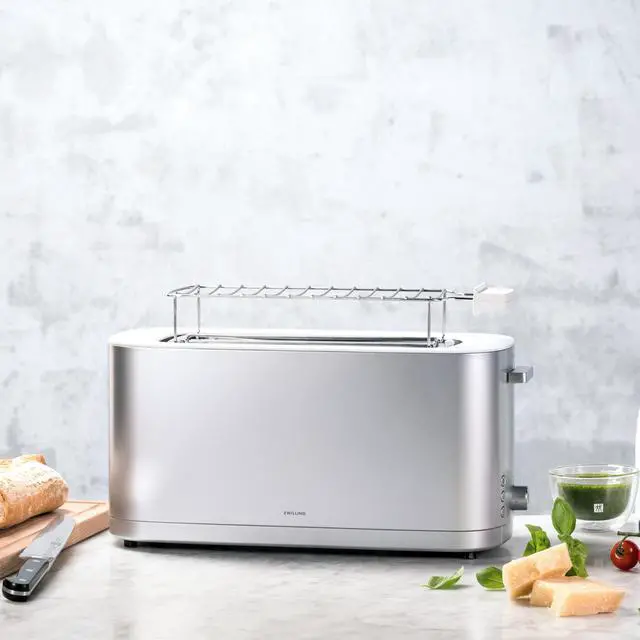Alt view image 6 of 7 - ZWILLING Enfinigy, 4-Slice Long Slot Toaster, Extra Wide 1.5" Slot for Bagels and Toast, Silver
