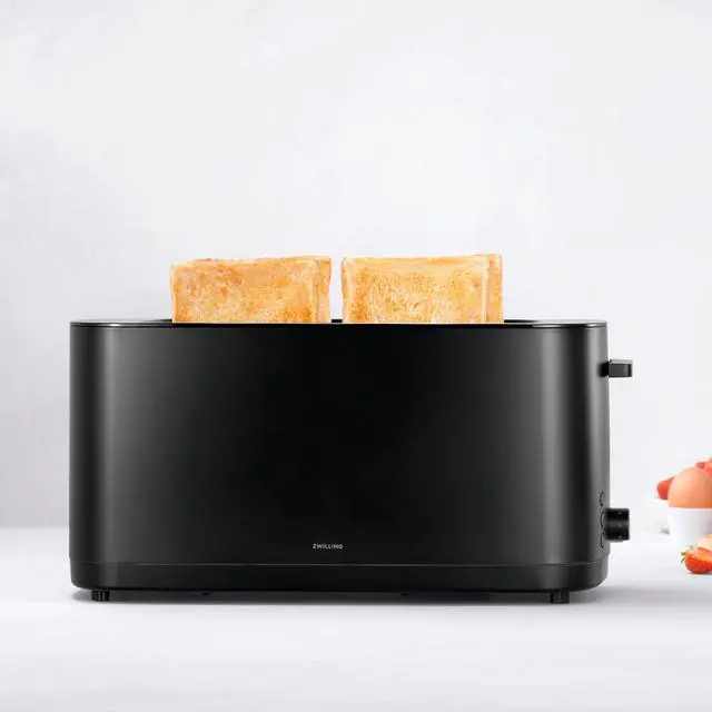 Alt view image 5 of 7 - ZWILLING Enfinigy, 4-Slice Long Slot Toaster, Extra Wide 1.5" Slots for Bagels and Toast, Black