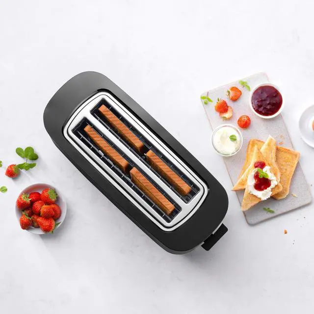 Alt view image 6 of 7 - ZWILLING Enfinigy, 4-Slice Long Slot Toaster, Extra Wide 1.5" Slots for Bagels and Toast, Black