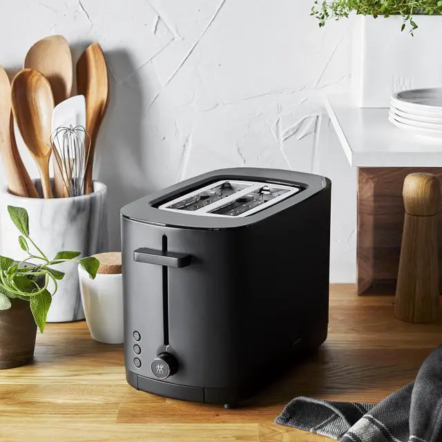 Alt view image 4 of 7 - ZWILLING Enfinigy, 2-Slice Toaster, Extra Wide 1.5" Slots for Bagels and Toast, Black