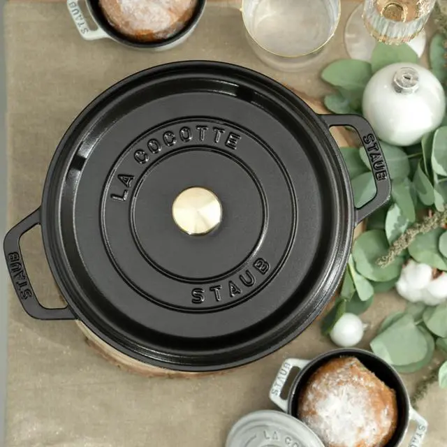 Alt view image 5 of 7 - Staub Cast Iron Round Cocotte, Dutch Oven, 4-quart, serves 3-4, Made in France, Matte Black