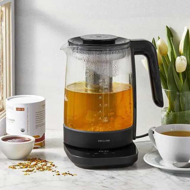 Alt view image 2 of 7 - ZWILLING Enfinigy Glass Kettle, Tea Kettle, Black