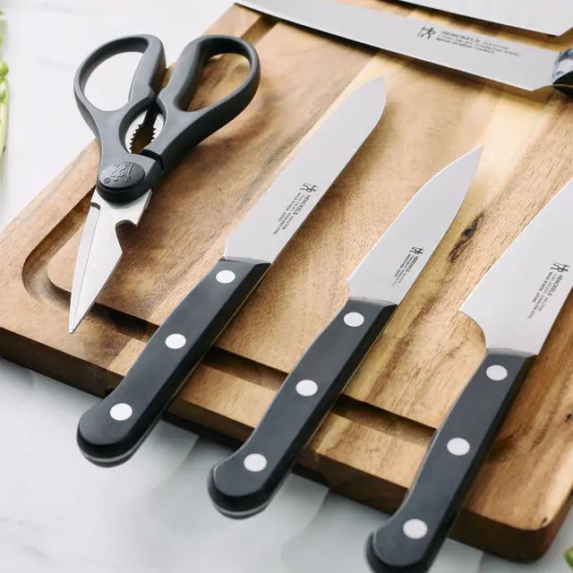 Alt view image 5 of 6 - Henckels Solution 10-pc Knife block set, Chef Knife, Paring Knife, Utility Knife, Bread Knife, Black, Stainless Steel