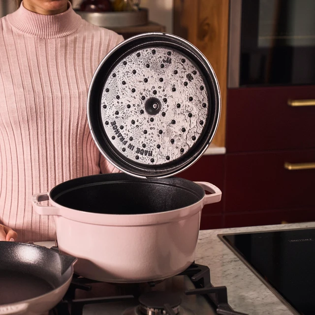 Alt view image 3 of 7 - Staub Cast Iron 4-qt Round Dutch Oven - Peony Pink