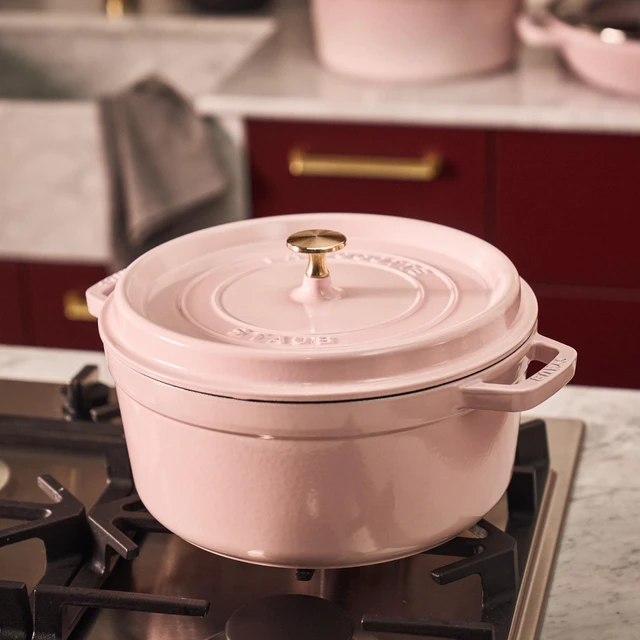 Alt view image 2 of 7 - Staub Cast Iron 4-qt Round Dutch Oven - Peony Pink
