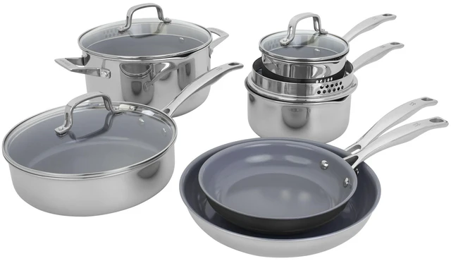 Main image of Henckels Clad H3 10-pc Stainless Steel Ceramic Nonstick Cookware Set
