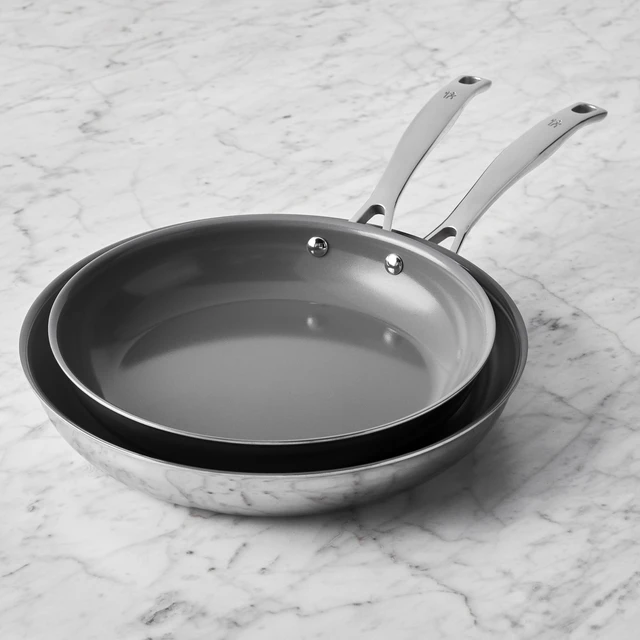 Alt view image 2 of 3 - Henckels Clad H3 2-pc Stainless Steel Ceramic Nonstick 10-in & 12-in Fry Pan Set