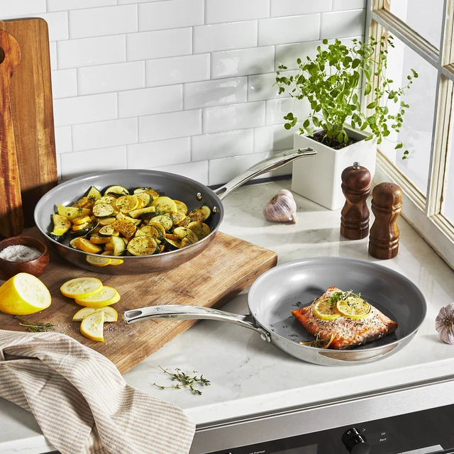 Alt view image 3 of 3 - Henckels Clad H3 2-pc Stainless Steel Ceramic Nonstick 10-in & 12-in Fry Pan Set