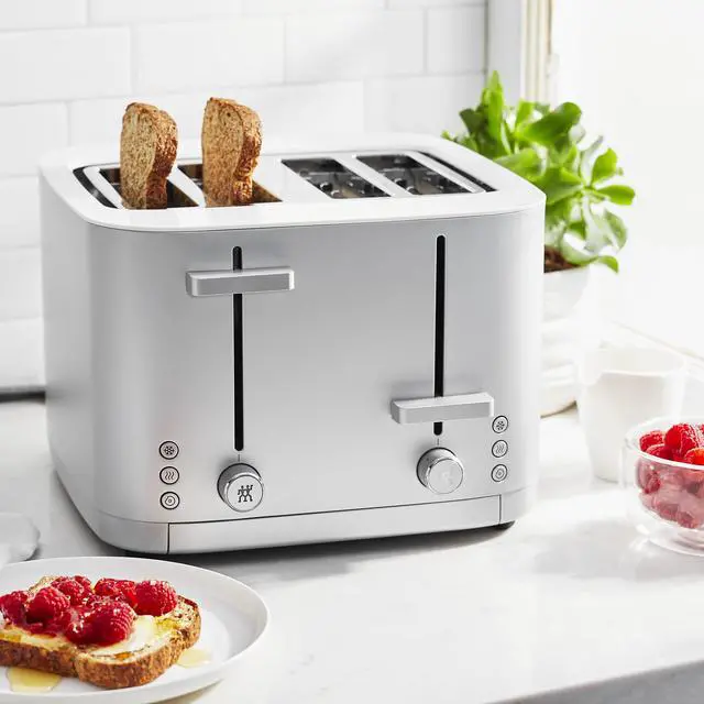 Alt view image 4 of 7 - ZWILLING Enfinigy 4-Slice Toaster, Extra Wide 1.5" Slots for Bagels and Toast, Silver