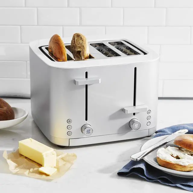 Alt view image 3 of 7 - ZWILLING Enfinigy 4-Slice Toaster, Extra Wide 1.5" Slots for Bagels and Toast, Silver