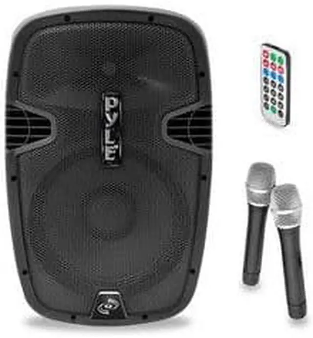 Alt view image 7 of 10 - New Pyle PPHP159WMU 15'' 1600 Watt Bluetooth Music Streaming Portable Loudspeaker System - Built-in Rechargeable Battery, 2 Wireless Mics, FM Radio, LCD Readout, USB & SD Card Readers