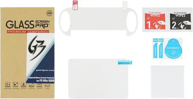 Main image of Front Screen Tempered Glass with Rear Plastic Film Protector for PS Vita 1000