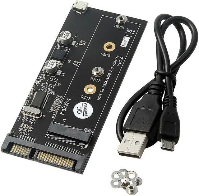 Alt view image 4 of 4 - NGFF to SATA/USB2.0 Adapter Card Fit 2230 2242 2260 2280 SSD with B-key/B+M-key Converter Card for SSD with USB Cable
