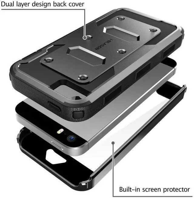 Alt view image 5 of 7 - iPhone 5/5s/SE Case, [Armorbox] i-Blason built in [Screen Protector] [Full body] [Heavy Duty Protection ]/Holster/Bumper Case for Apple iPhone SE 2016 Release/Compatible with iPhone 5S/5