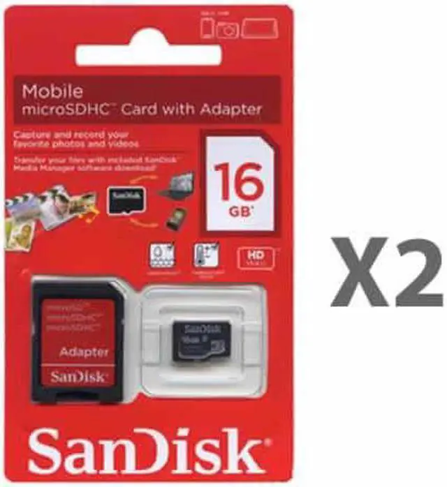 Main image of SanDisk 16GB microSDHC Class 4 Card SDSDQM-016G-B35A (2 Pack)