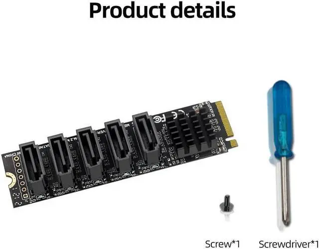Alt view image 2 of 7 - Riser Card M.2 Key JMB585 For NVME Converter With SATAIII SATA 3.0 Cable M.2 PCIe 3.0 To 5 Ports SATA III 6G SSD Adapter Card
