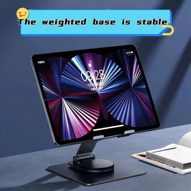 Alt view image 4 of 7 - Physowell Tablet Holder,iPad Stand, 360 Rotating Base,Foldable Adjustable Tablet Stand,aluminum alloy metal Tablet Stand for Desk, Compatible with iPad Pro Air Mini 4 to 12.9-inch Tablet Grey