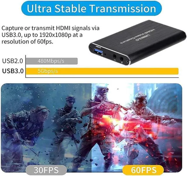 Alt view image 5 of 7 - Physowell 4K Audio Video Capture Card, USB 3.0 HDMI Video Capture Device, Full HD 1080P 60FPS for Game Recording, Live Streaming Broadcasting-Black