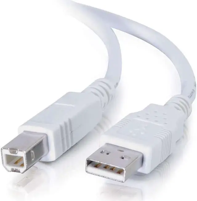 Alt view image 3 of 4 - C2G 3m USB A to B Cable - Printer Cable - USB Cable - USB 2.0 - 10ft White - Type A Male - Type B Male - 10ft - White