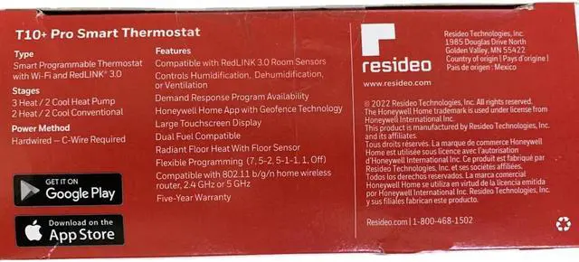 Alt view image 4 of 6 - Honeywell Home T10+ pro Smart Thermostat THX321WF3003W RedLINK WiFi no sensor !!