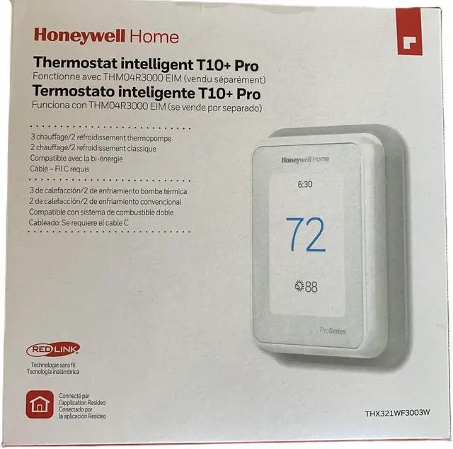 Alt view image 3 of 6 - Honeywell Home T10+ pro Smart Thermostat THX321WF3003W RedLINK WiFi no sensor !!