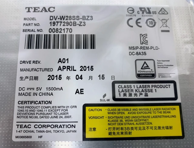 Alt view image 3 of 7 - NEW TEAC DV-W28SS-BZ3 Slim SATA Slot-Load DVD RW Burner Drive 2015 1977290B-Z3