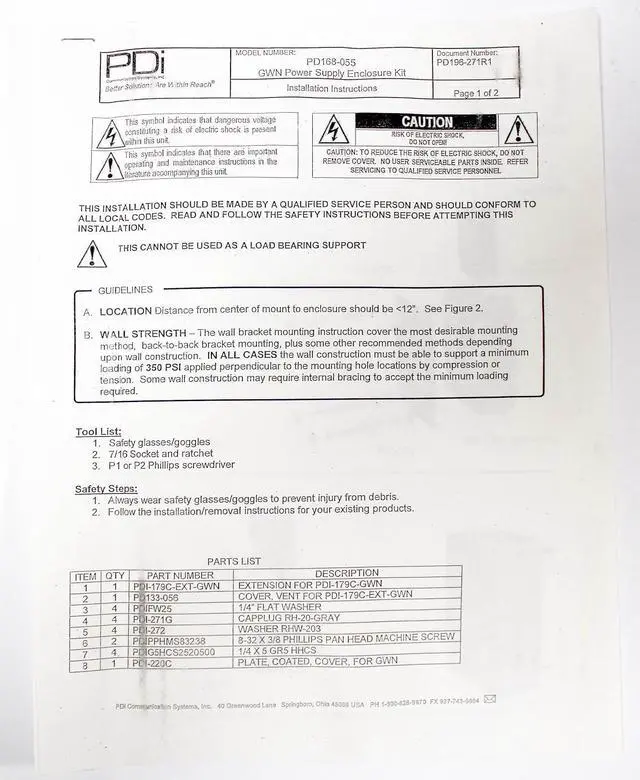 Alt view image 3 of 5 - PDi Communication Systems PD168-055 Enclosure GWN Power Supply Kit
