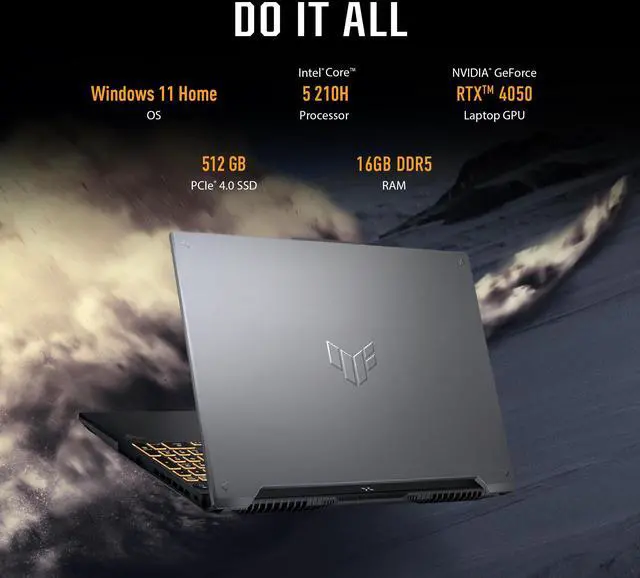 Alt view image 3 of 7 - ASUS TUF Gaming F16 Gaming Laptop, 16 FHD+ 144Hz IPS-Level 16:10 Display, Intel® Core 5 210H, NVIDIA® GeForce RTX 4050, 16GB DDR5, 512GB PCIe Gen4 SSD, Wi-Fi 6, Win11 Home, FX607VU-SS53