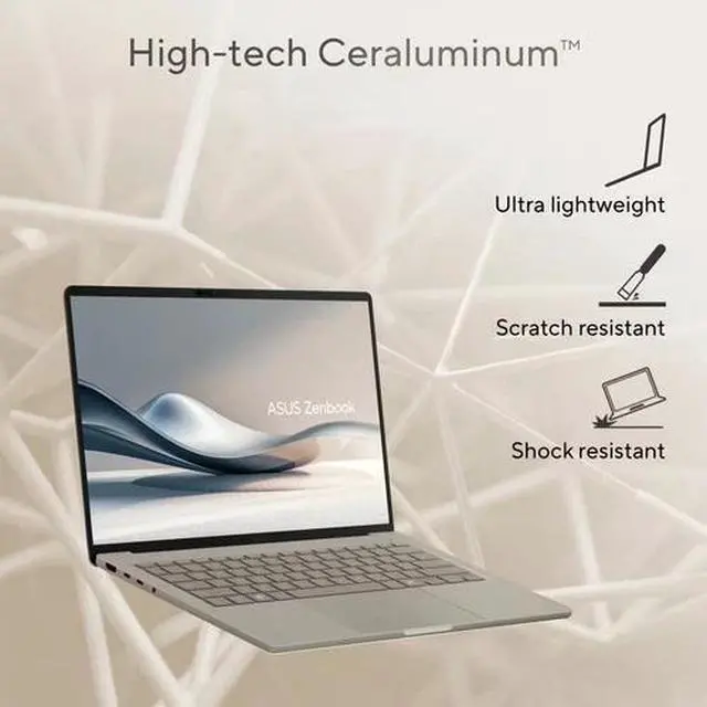 Main image of ASUS - Zenbook A14 14" FHD+ OLED Laptop - Copilot+ PC - Snapdragon X Plus - 16GB RAM - 512GB SSD - Zabriskie Beige