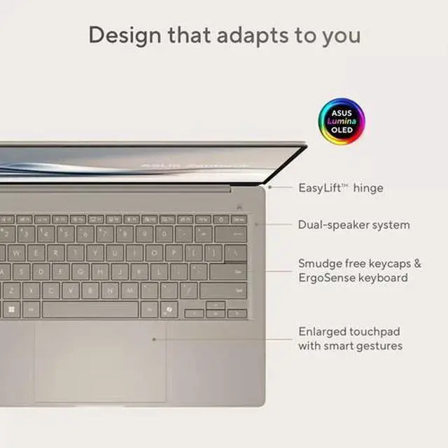 Alt view image 3 of 5 - ASUS - Zenbook A14 14" FHD+ OLED Laptop - Copilot+ PC - Snapdragon X Plus - 16GB RAM - 512GB SSD - Zabriskie Beige