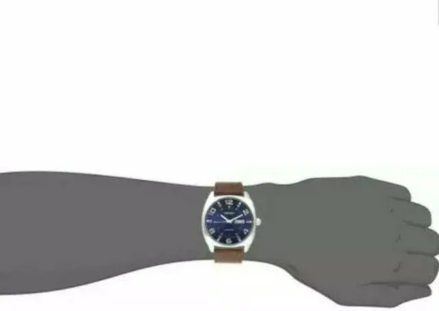 Alt view image 2 of 9 - Seiko Men's SNKN37 Stainless Steel Automatic Self-Wind Watch with Brown Leather Band