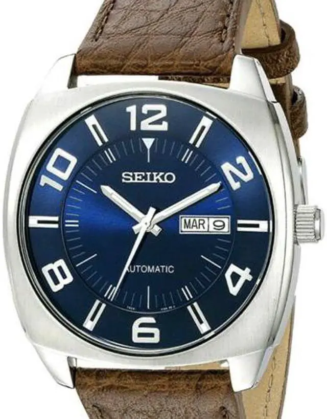 Main image of Seiko Men's SNKN37 Stainless Steel Automatic Self-Wind Watch with Brown Leather Band