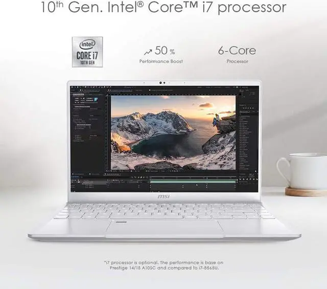 Alt view image 8 of 10 - MSI Laptop Prestige 14 A10SC-230 Intel Core i7 10th Gen 10510U (1.80 GHz) 16 GB LPDDR3 Memory 512 GB NVMe SSD NVIDIA GeForce GTX 1650 Max-Q 14.0" 4K/UHD Windows 10 Pro 64-bit