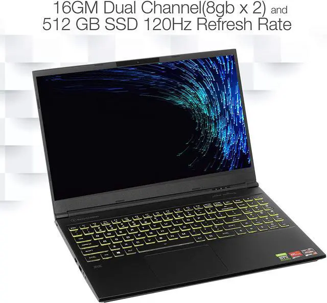 Alt view image 5 of 20 - Evoo Gaming 15.6” Laptop, FHD, 120Hz, AMD Ryzen 7 4800H Processor, NVIDIA GeForce RTX 2060, THX Spatial Audio, 512GB SSD, 16GB RAM, RGB Backlit Keyboard, HD Camera, Windows 10 Home, Black (EG-LP7-BK)