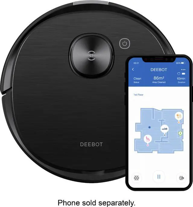 Alt view image 2 of 5 - ECOVACS Robotics - DEEBOT OZMO T8 AIVI Robot Vacuum & Mop - Black