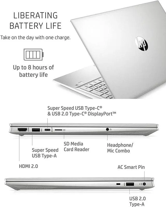 Alt view image 6 of 6 - HP Pavilion 15 Laptop, 11th Gen Intel Core i7-1165G7 Processor, 16 GB RAM, 512 GB SSD Storage, Full HD IPS Micro-Edge Display, Windows 10 Pro, Compact Design, Long Battery Life (15-eg0021nr, 2020)