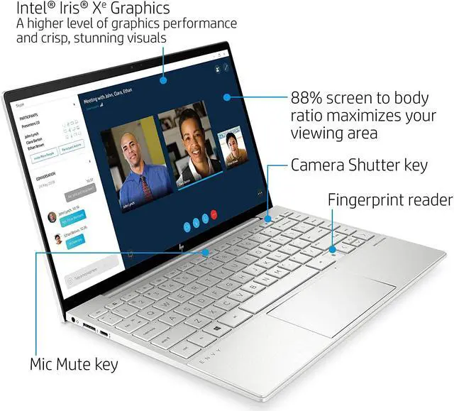 Alt view image 5 of 11 - HP Envy 13 Laptop, Intel Core i7-1165G7, 8 GB DDR4 RAM, 256 GB SSD Storage, 13.3-inch FHD Touchscreen Display, Windows 10 Home with Fingerprint Reader, Camera Kill Switch (13-ba1010nr, 2020 Model)