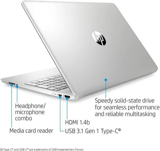 Alt view image 4 of 7 - HP 15-Inch FHD Laptop, 10th Gen Intel Core i5-1035G1, 8 GB RAM, 256 GB Solid-State Drive, Windows 10 Home (15-dy1036nr, Natural Silver) (2Z289UA#ABA)