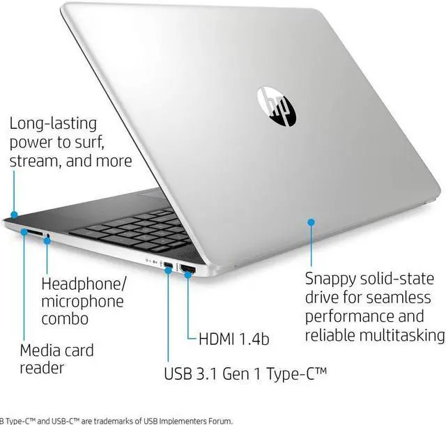 Alt view image 3 of 4 - HP 15-Inch HD Touchscreen Laptop, 10th Gen Intel Core i5-1035G1, 8 GB SDRAM, 512 GB Solid-State Drive, Windows 10 Home (15-dy1020nr, Natural Silver)