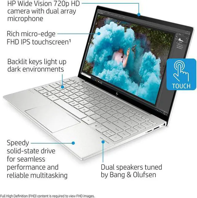 Alt view image 5 of 5 - HP Envy 13 Laptop, Intel Core i7-1165G7, 8 GB DDR4 RAM, 256 GB SSD Storage, 13.3-inch FHD Touchscreen Display, Windows 10 Home with Fingerprint Reader, Camera Kill Switch (13-ba1010nr, 2020 Model)